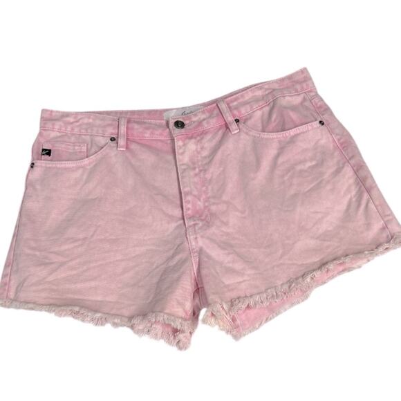 KanCan Pants - KanCan Pink Shorts Denim Raw Frayed Hem Pockets Womens Size XL Faded Barbiecore